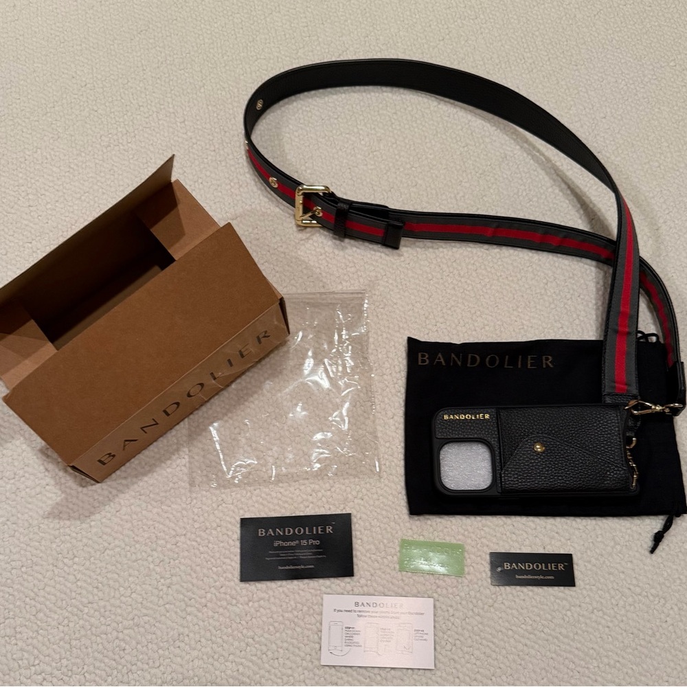 Bandolier Kimberly Cross Body Genuine Leather w/gold accents, iPhone 15 Pro
